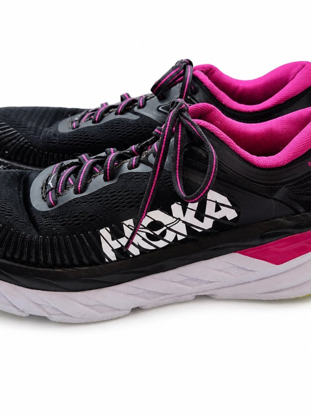 HOKA Bondi 7 Women's Size 9 Black Pink Running Shoes Pre-Owned
